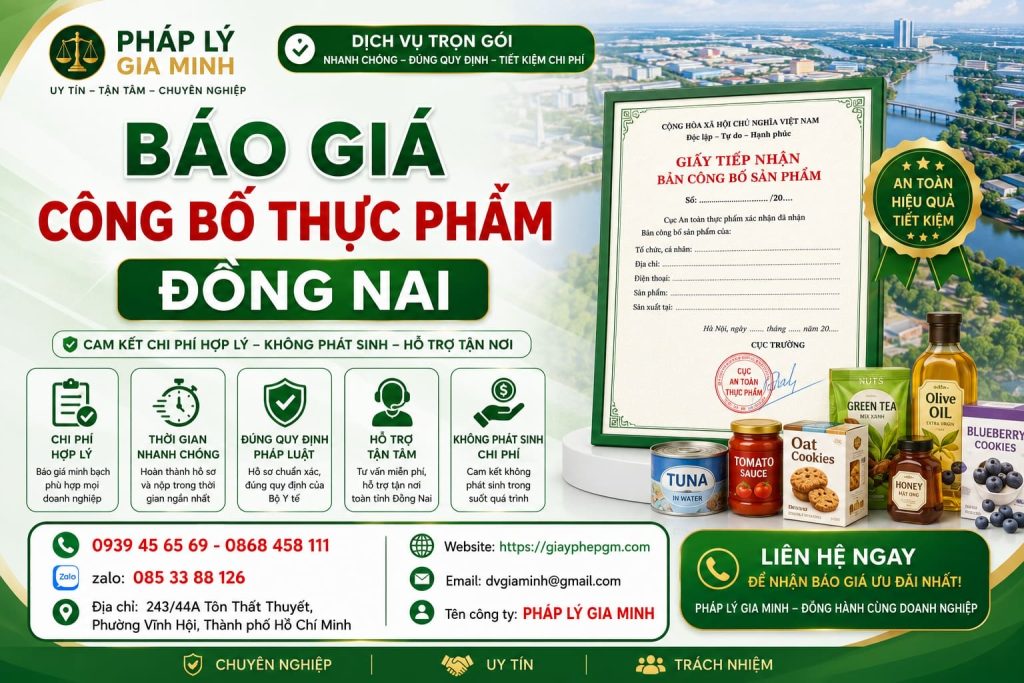Báo giá công bố thực phẩm Đồng Nai: Chi phí, quy trình và các hạng mục cần chuẩn bị 1 Báo Giá Công Bố Thực Phẩm Đồng Nai