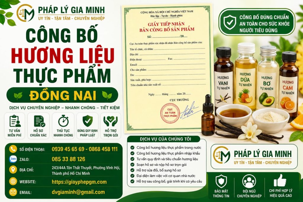 Công bố hương liệu thực phẩm Đồng Nai: Điều kiện, hồ sơ và quy trình thực hiện đúng quy định 1 Công Bố Hương Liệu Thực Phẩm Đồng Nai