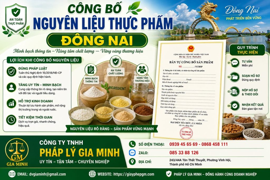 Công Bố Nguyên Liệu Thực Phẩm Đồng Nai
