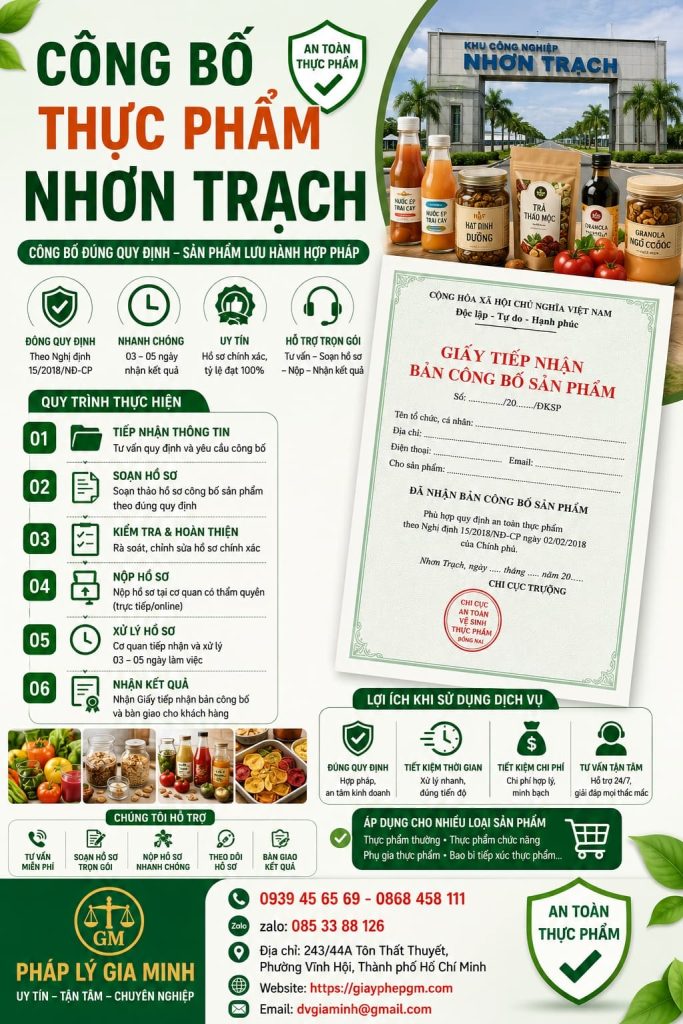 Công Bố Thực Phẩm Nhơn Trạch