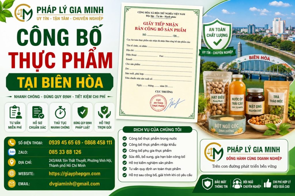 Công Bố Thực Phẩm Tại Biên Hòa