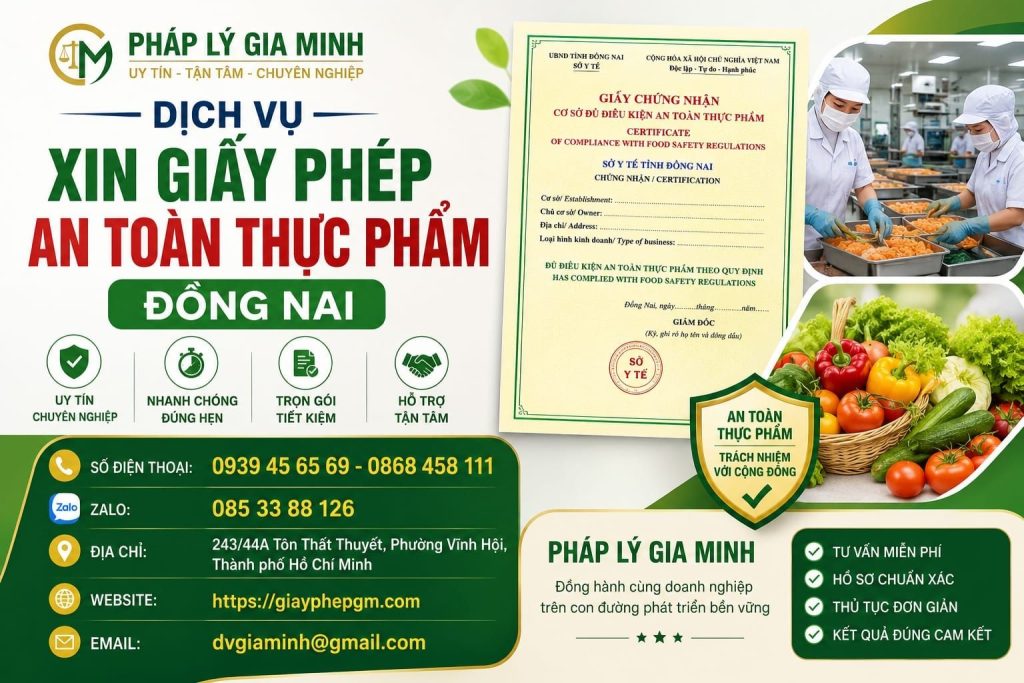 Dịch Vụ Xin Giấy Phép An Toàn Thực Phẩm Đồng Nai