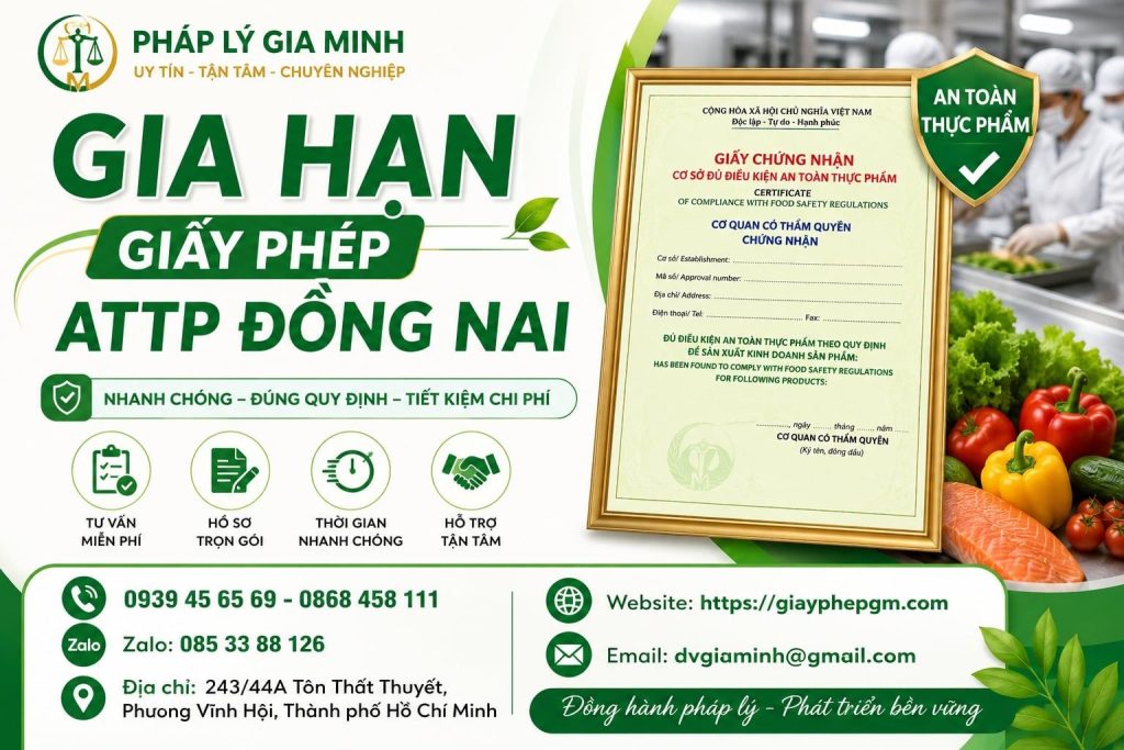 Gia Hạn Giấy Phép ATTP Đồng Nai
