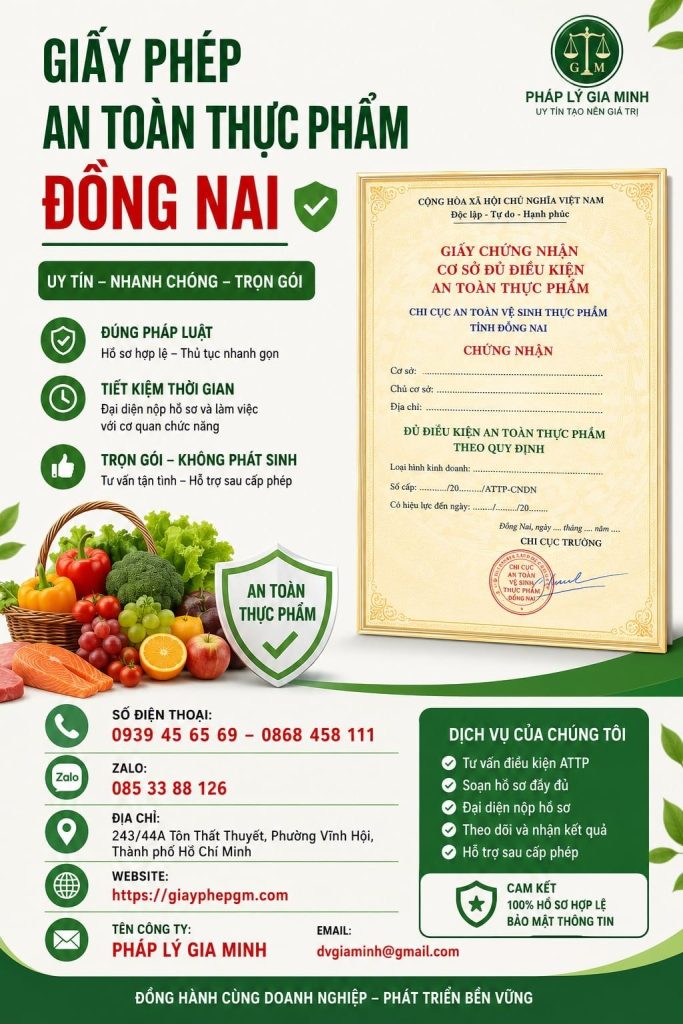 Giấy phép an toàn thực phẩm Đồng Nai – Thủ tục xin giấy phép ATTP mới nhất 1 Giấy Phép An Toàn Thực Phẩm Đồng Nai