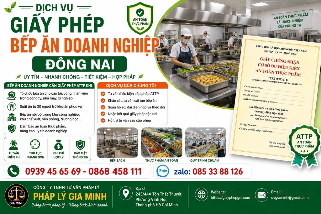 Giấy Phép Bếp Ăn Doanh Nghiệp Đồng Nai