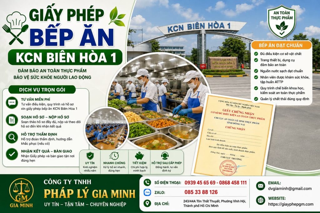 Giấy Phép Bếp Ăn KCN Biên Hòa 1