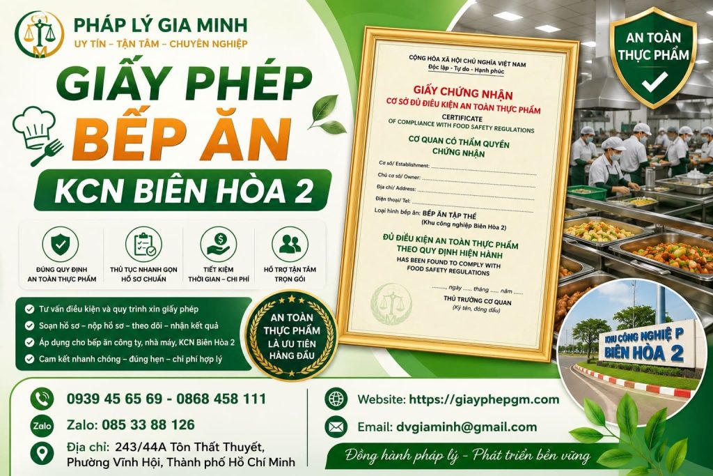Giấy Phép Bếp Ăn KCN Biên Hòa 2