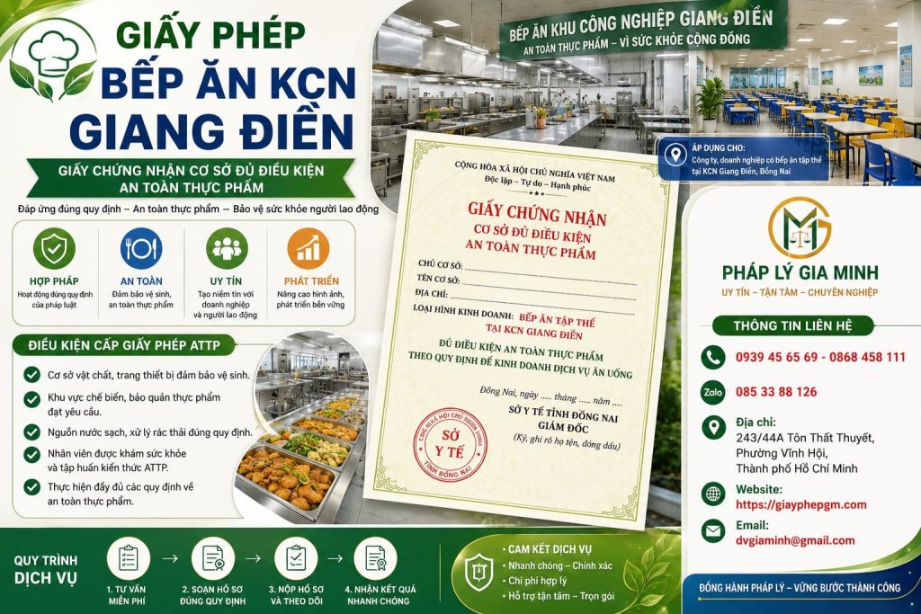Giấy Phép Bếp Ăn KCN Giang Điền