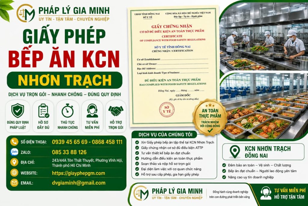 Giấy Phép Bếp Ăn KCN Nhơn Trạch