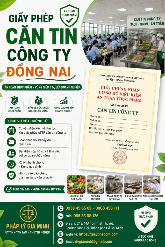 Giấy Phép Căn Tin Công Ty Đồng Nai