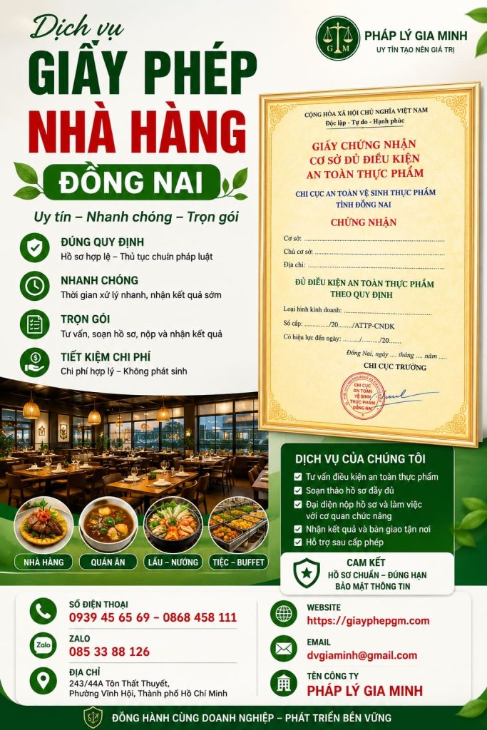 Giấy Phép Nhà Hàng Đồng Nai