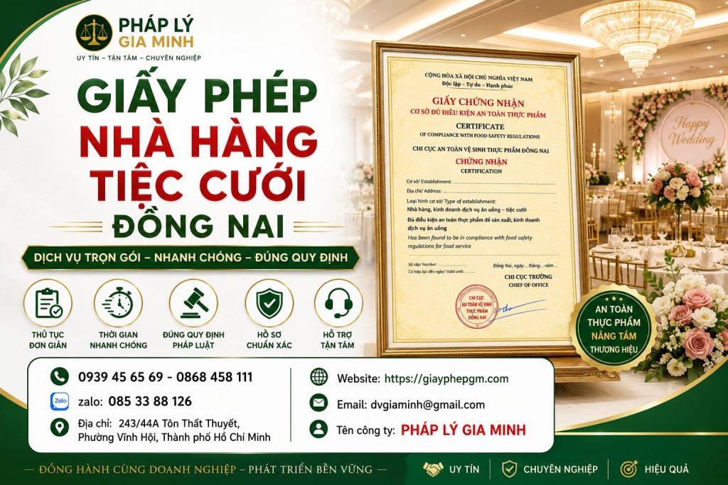Giấy phép nhà hàng tiệc cưới Đồng Nai – Điều kiện, hồ sơ và thủ tục mới nhất 1 Giấy Phép Nhà Hàng Tiệc Cưới Đồng Nai