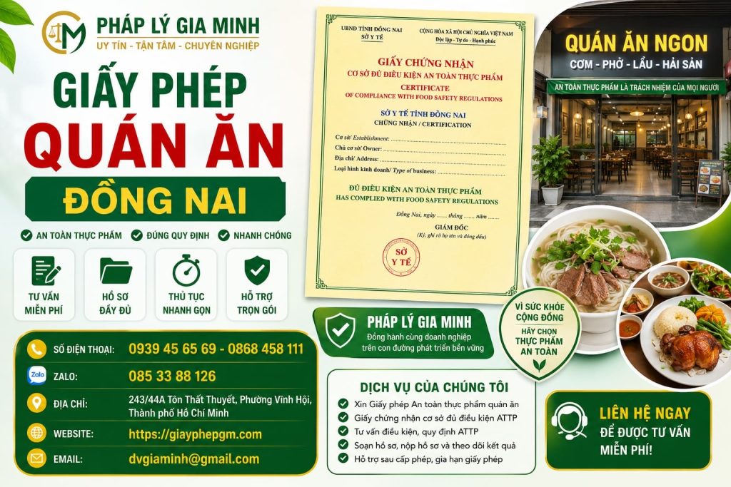 Giấy Phép Quán Ăn Đồng Nai