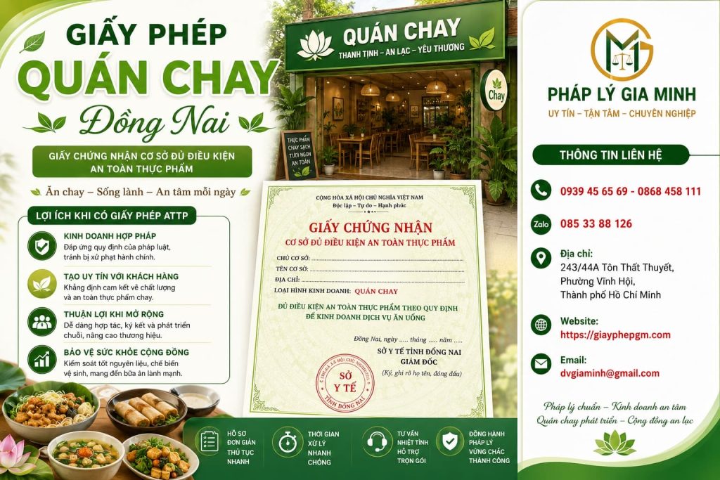Giấy phép quán chay Đồng Nai – Điều kiện, hồ sơ và thủ tục xin cấp mới nhất 1 Giấy Phép Quán Chay Đồng Nai