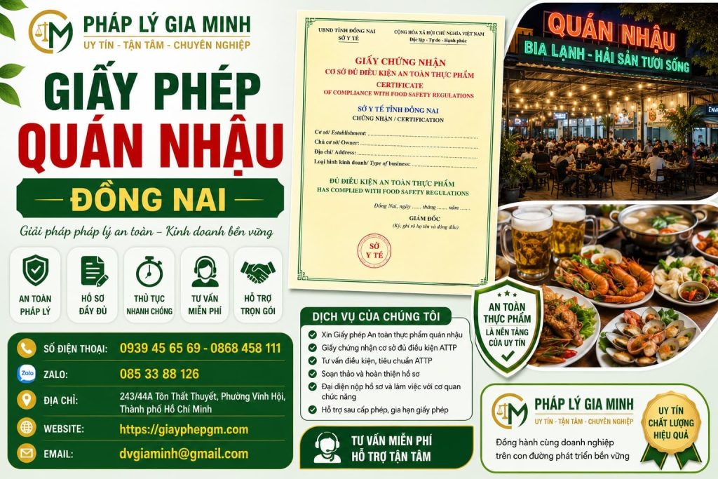 Giấy phép quán nhậu Đồng Nai – Hồ sơ, thủ tục và điều kiện mới nhất 1 Giấy Phép Quán Nhậu Đồng Nai