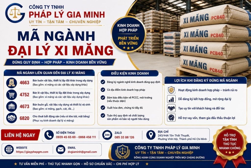 Mã ngành đại lý xi măng – Tra cứu mã ngành và thủ tục đăng ký 1 Mã Ngành Đại Lý Xi Măng