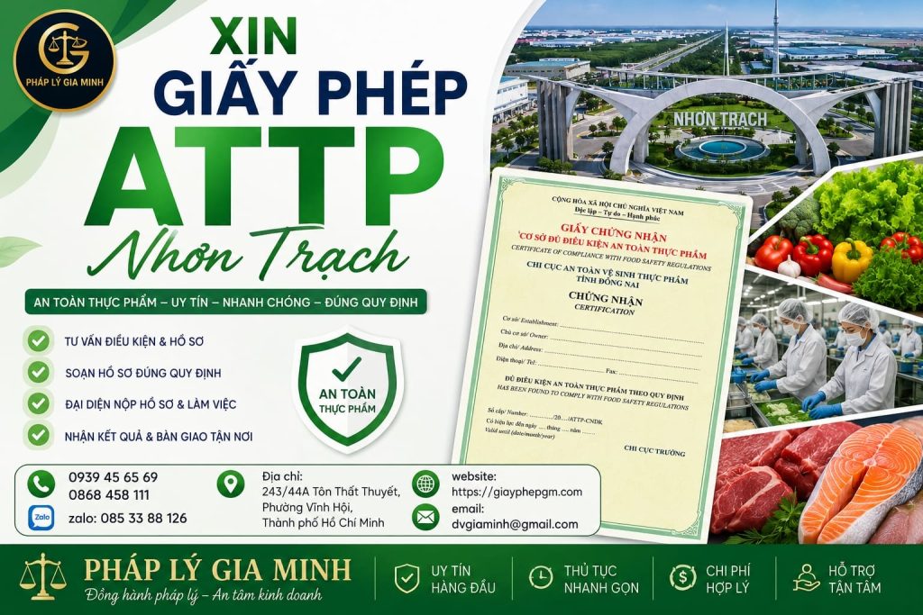 Xin Giấy Phép ATTP Nhơn Trạch