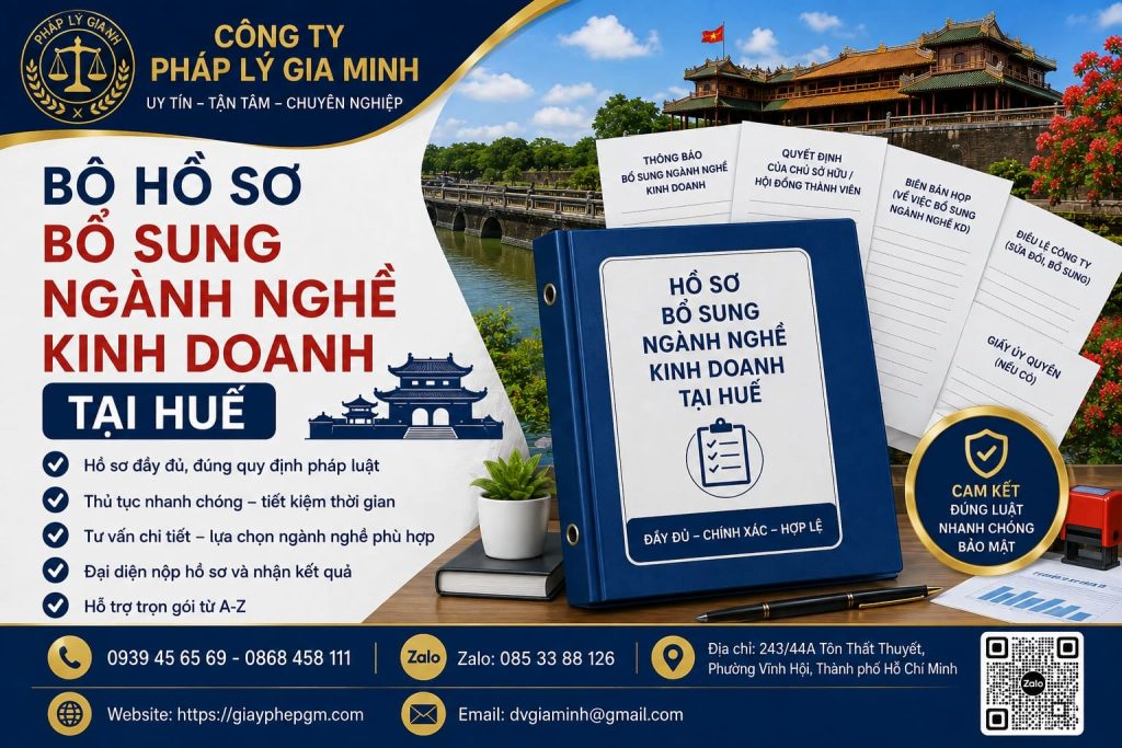Bộ hồ sơ bổ sung ngành nghề kinh doanh tại Huế