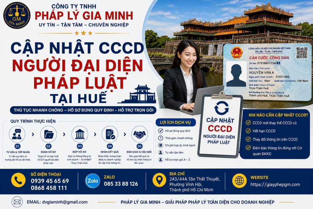 Cập nhật CCCD người đại diện pháp luật tại Huế – Đồng bộ thông tin để tránh vướng giao dịch 1 Cập nhật CCCD người đại diện pháp luật tại Huế