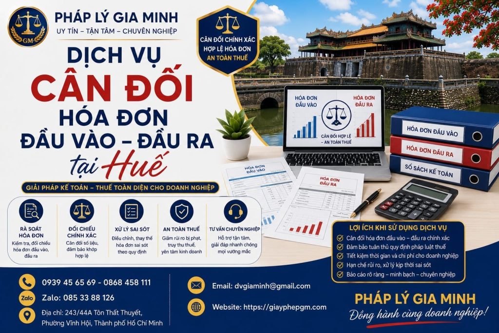 Dịch vụ cân đối hóa đơn đầu vào đầu ra tại Huế
