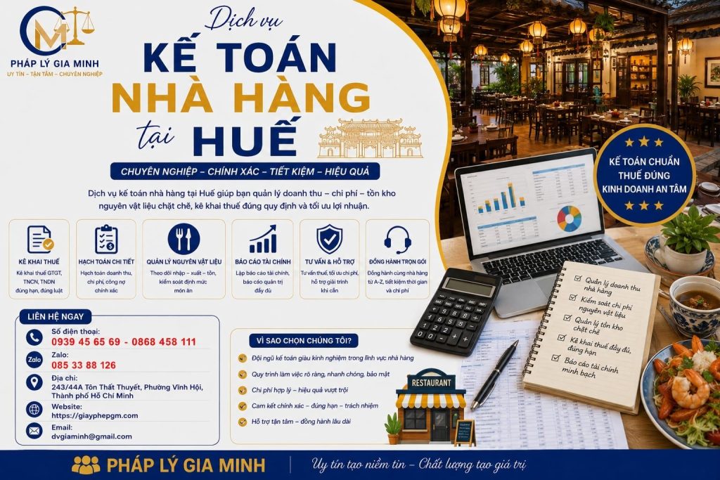 Dịch vụ kế toán nhà hàng tại Huế giúp kiểm soát doanh thu, nguyên liệu và chi phí tốt hơn 1 Dịch vụ kế toán nhà hàng tại Huế