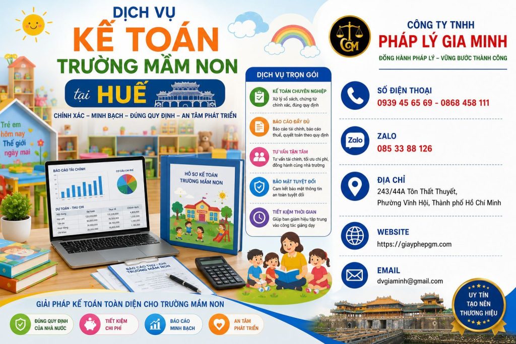 Dịch vụ kế toán trường mầm non tại Huế