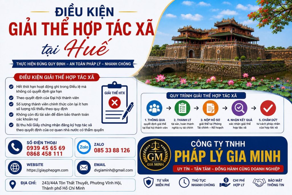 Điều kiện giải thể hợp tác xã tại Huế