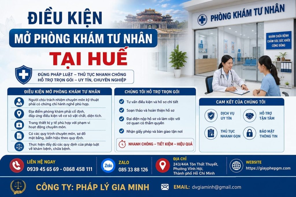 Điều kiện mở phòng khám tư nhân tại Huế cần đáp ứng trước khi hoạt động 1 Điều kiện mở phòng khám tư nhân tại Huế
