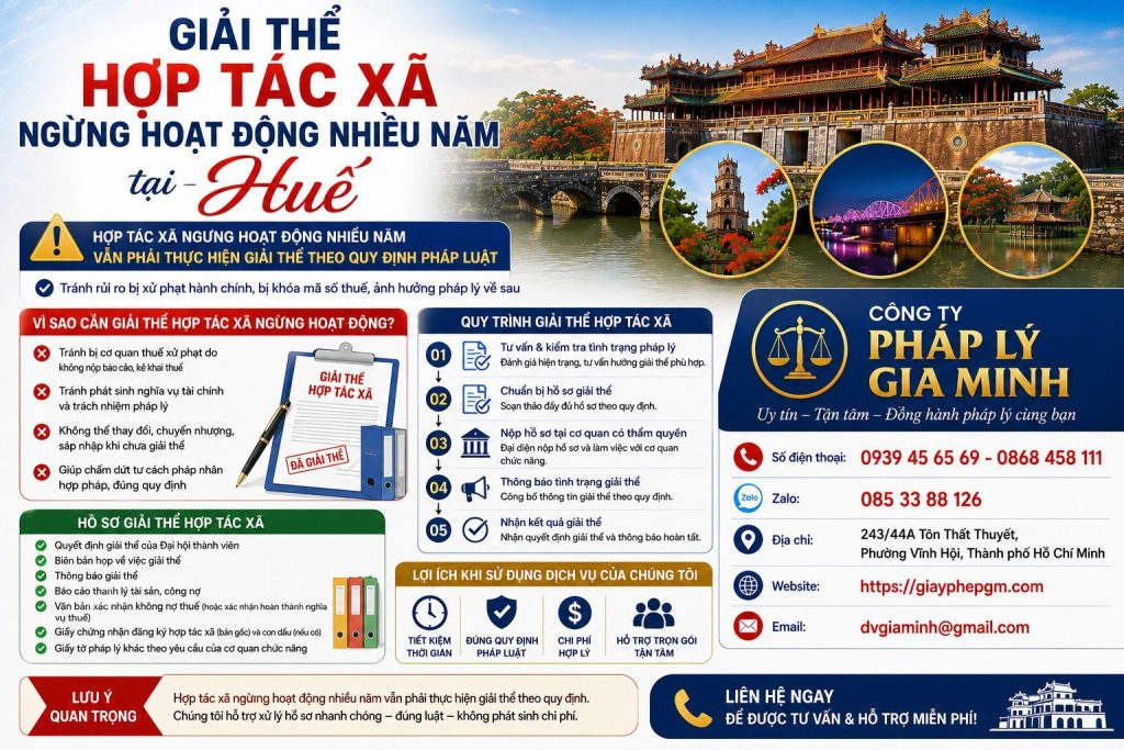 Giải thể hợp tác xã ngừng hoạt động nhiều năm tại Huế và hướng xử lý phù hợp 1 Giải thể hợp tác xã ngừng hoạt động nhiều năm tại Huế
