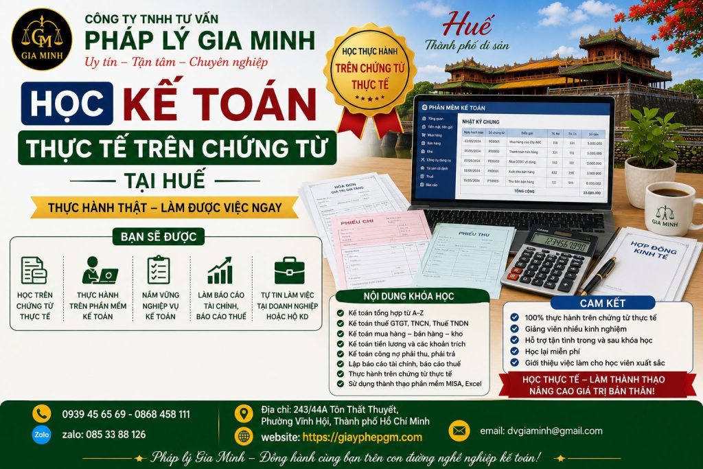Học kế toán thực tế trên chứng từ tại Huế