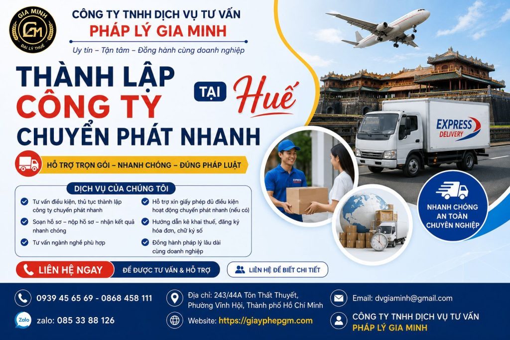 Thành lập công ty chuyển phát nhanh tại Huế