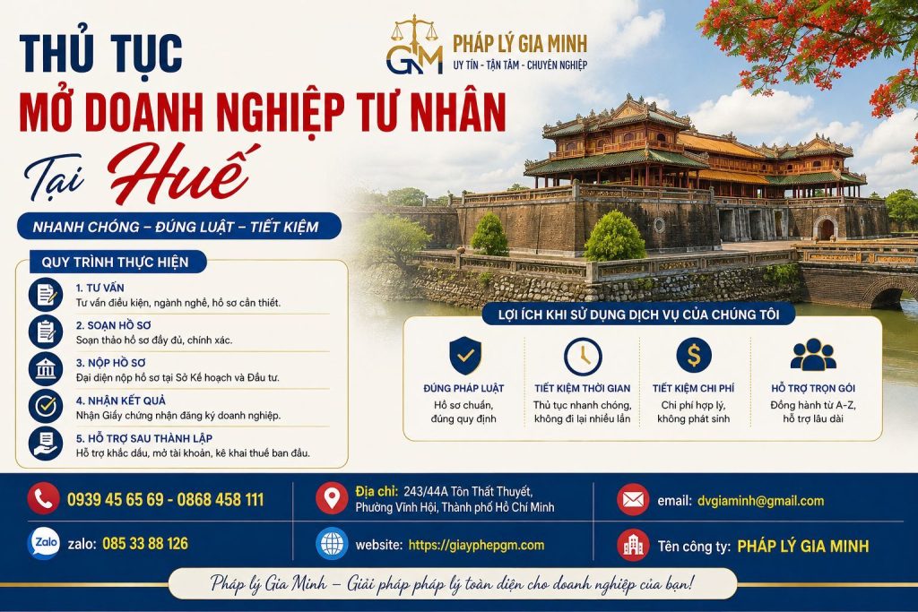 Thủ tục mở doanh nghiệp tư nhân tại Huế