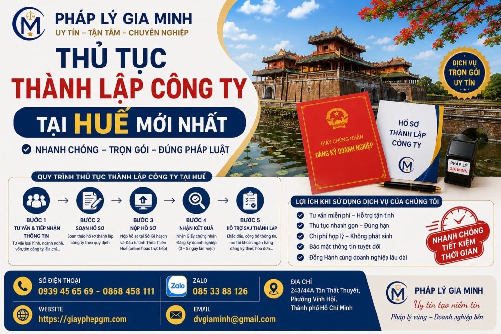 Thủ tục thành lập công ty tại Huế mới nhất – Các bước cần chuẩn bị từ A đến Z 1 Thủ tục thành lập công ty tại Huế mới nhất