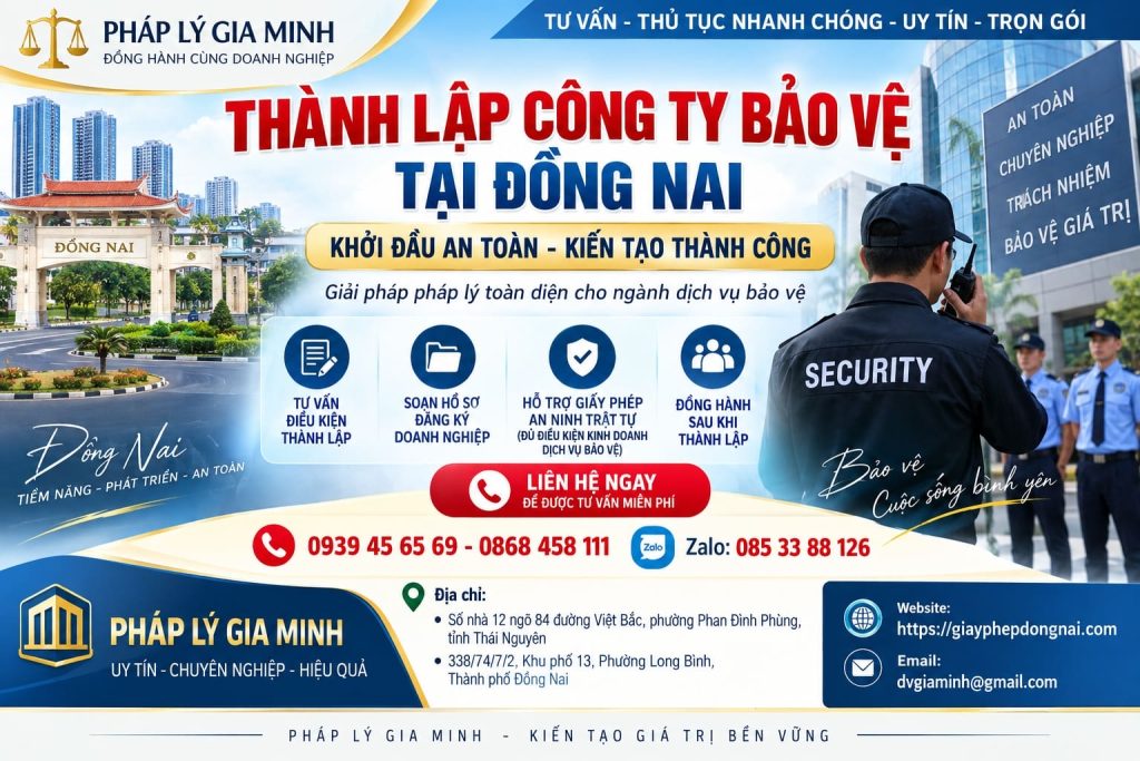 Thành lập công ty bảo vệ tại Đồng Nai