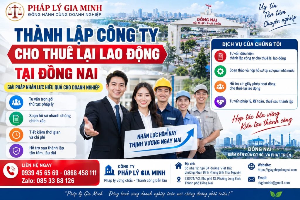 Thành lập công ty cho thuê lại lao động tại Đồng Nai