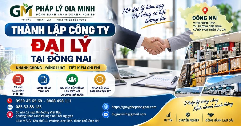 Thành lập công ty đại lý tại Đồng Nai