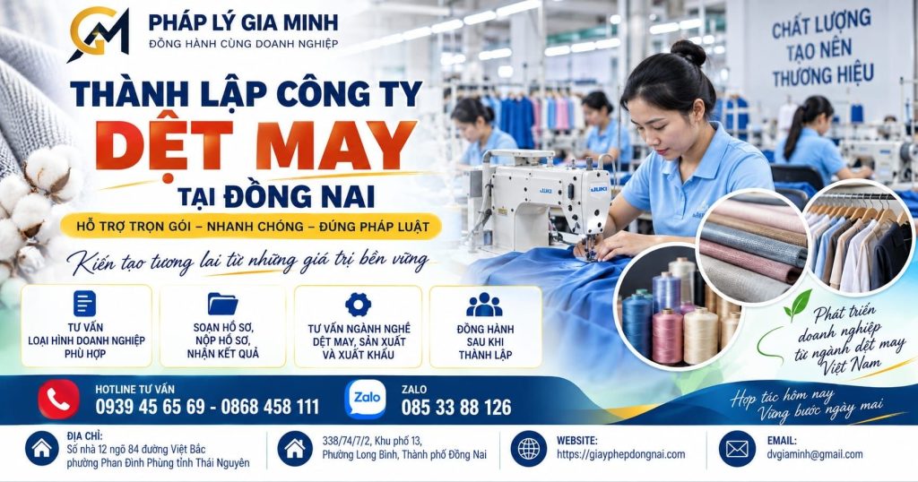 Thành lập công ty dệt may tại Đồng Nai