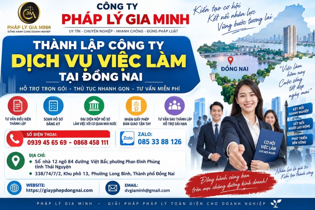 Thành lập công ty dịch vụ việc làm tại Đồng Nai