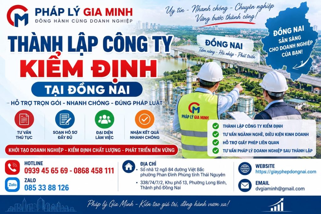 Thành lập công ty kiểm định tại Đồng Nai