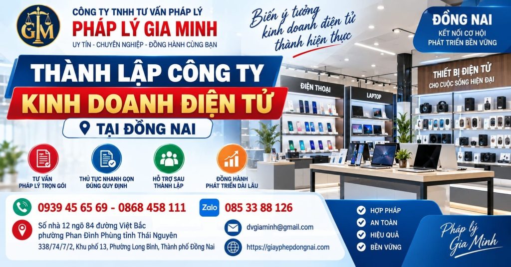 Thành lập công ty kinh doanh điện tử tại Đồng Nai