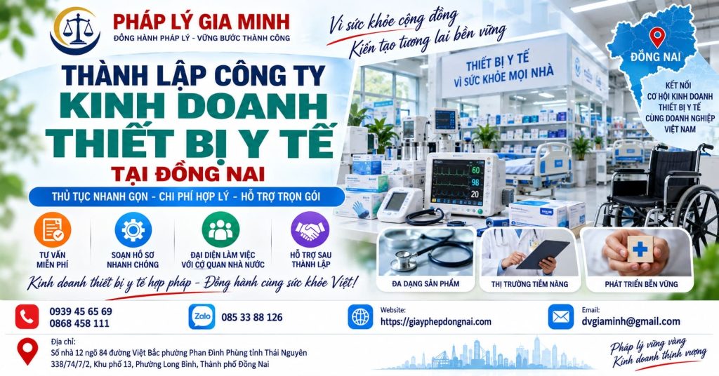 Thành lập công ty kinh doanh thiết bị y tế tại Đồng Nai