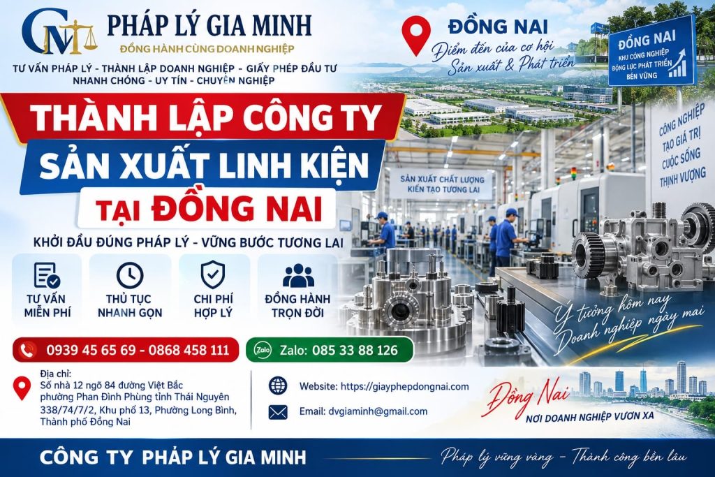 Thành lập công ty sản xuất linh kiện tại Đồng Nai