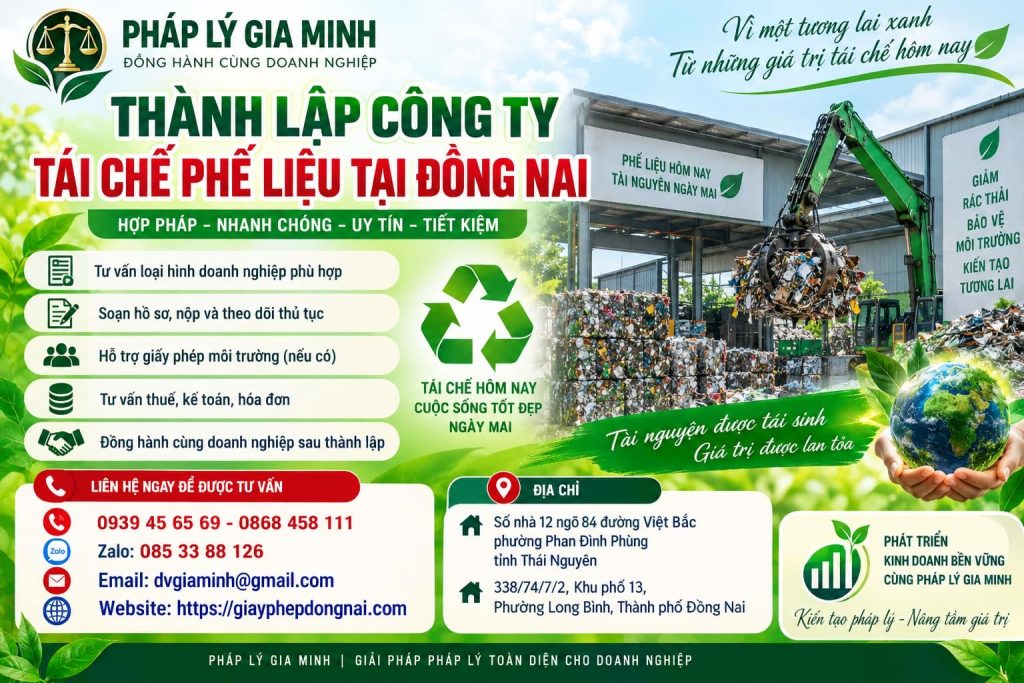 Thành lập công ty tái chế phế liệu tại Đồng Nai
