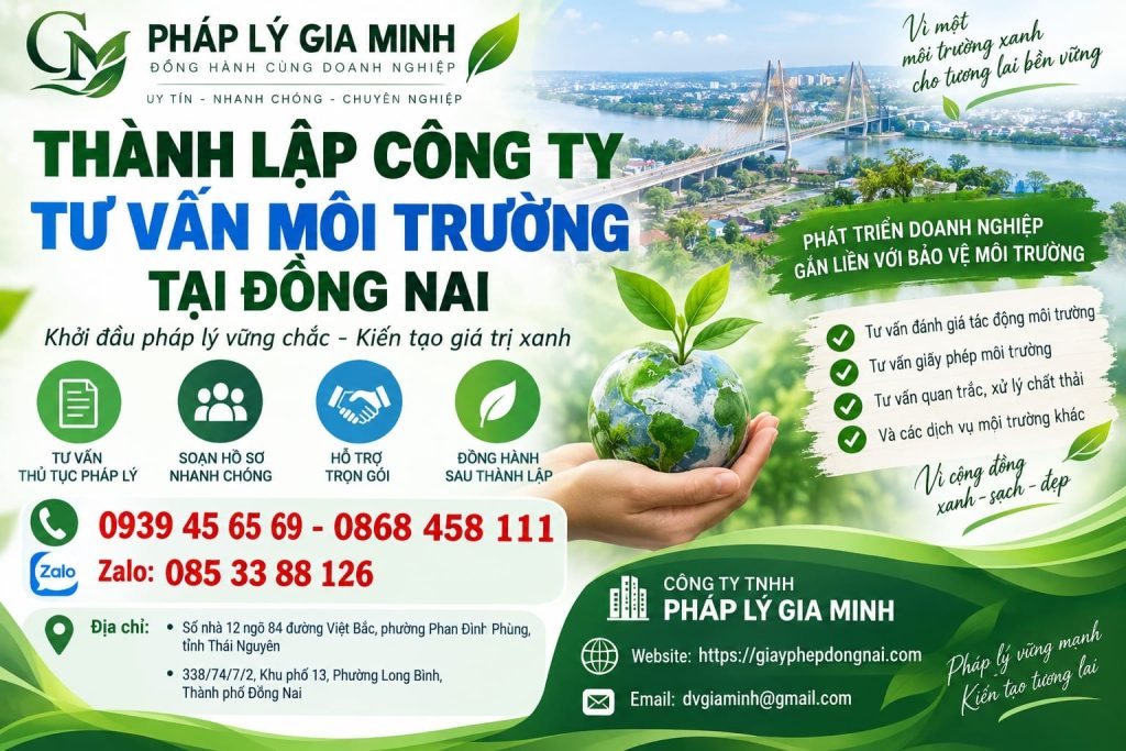 Thành lập công ty tư vấn môi trường tại Đồng Nai