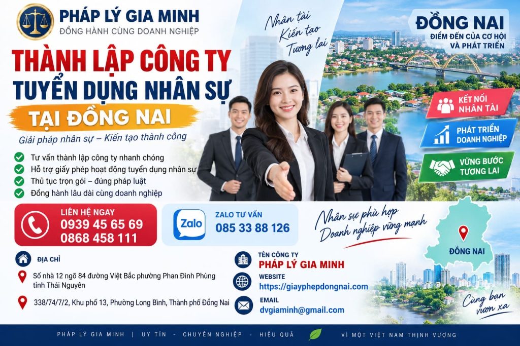 Thành lập công ty tuyển dụng nhân sự tại Đồng Nai