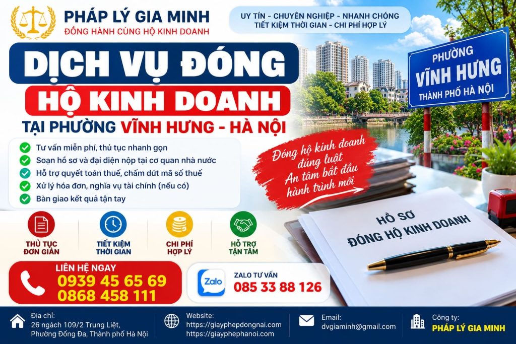 Dịch vụ đóng hộ kinh doanh tại phường Vĩnh Hưng Hà Nội