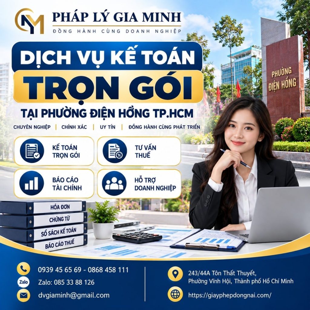 Dịch vụ kế toán trọn gói tại phường Điện Hồng TP.HCM