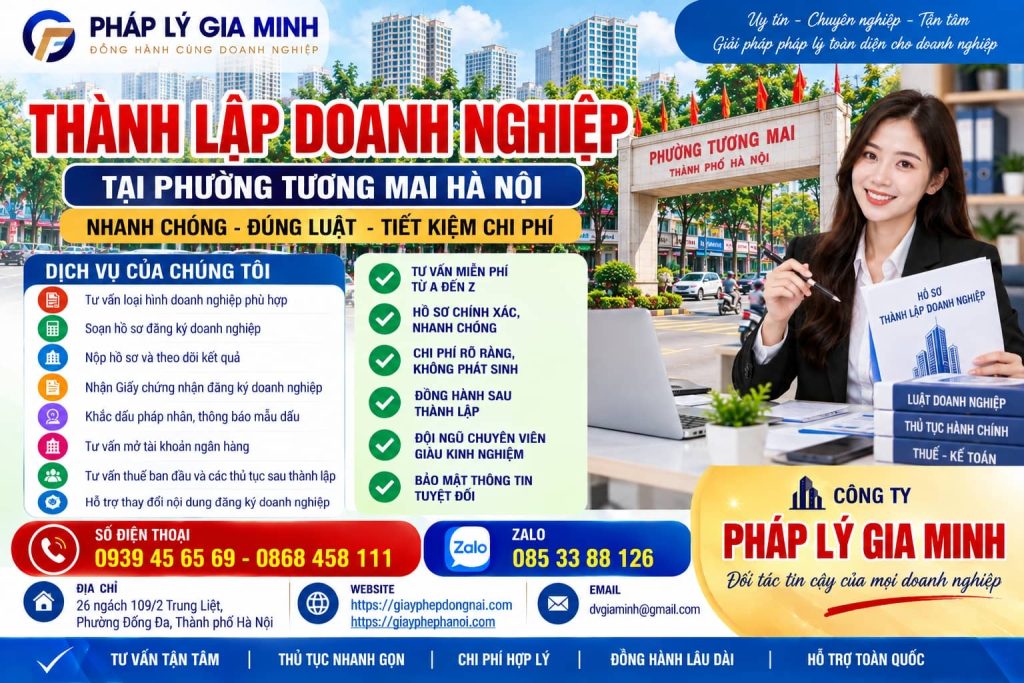 Thành lập doanh nghiệp tại phường Tương Mai Hà Nội